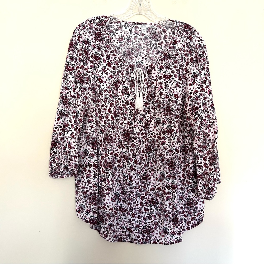 Sonoma Women’s Floral Bohemian Blouse with Tassel Tie